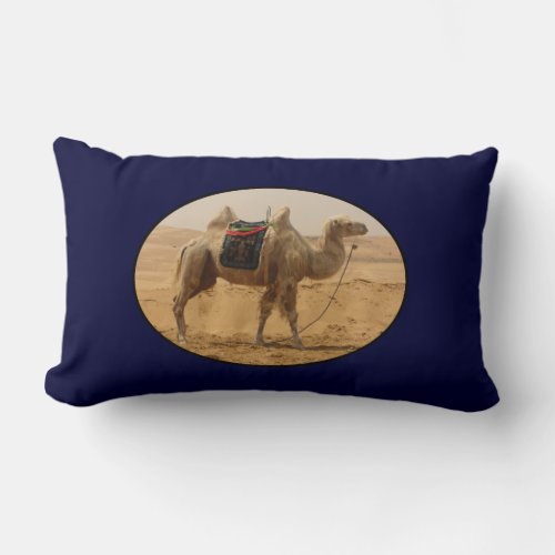 Camel in the desert lumbar pillow