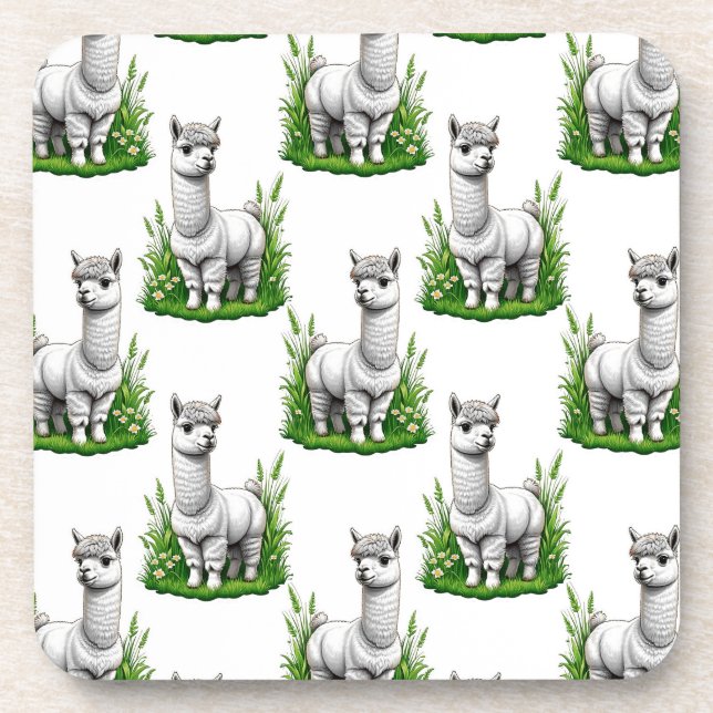 Camel llama Alpaca Pattern Design  Beverage Coaster (Front)