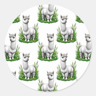Camel llama Alpaca Pattern Design Classic Round Sticker