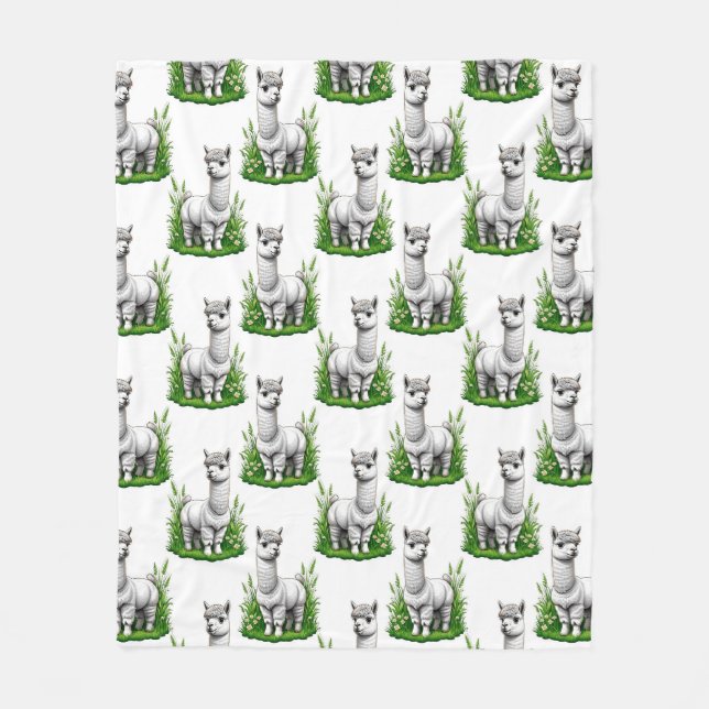Camel llama Alpaca Pattern Design  Fleece Blanket (Front)