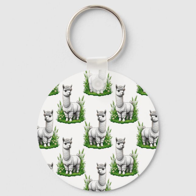 Camel llama Alpaca Pattern Design  Keychain (Front)