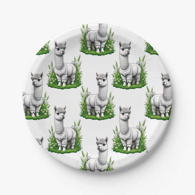 Camel llama Alpaca Pattern Design  Paper Plates (Front)