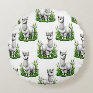 Camel llama Alpaca Pattern Design Round Pillow