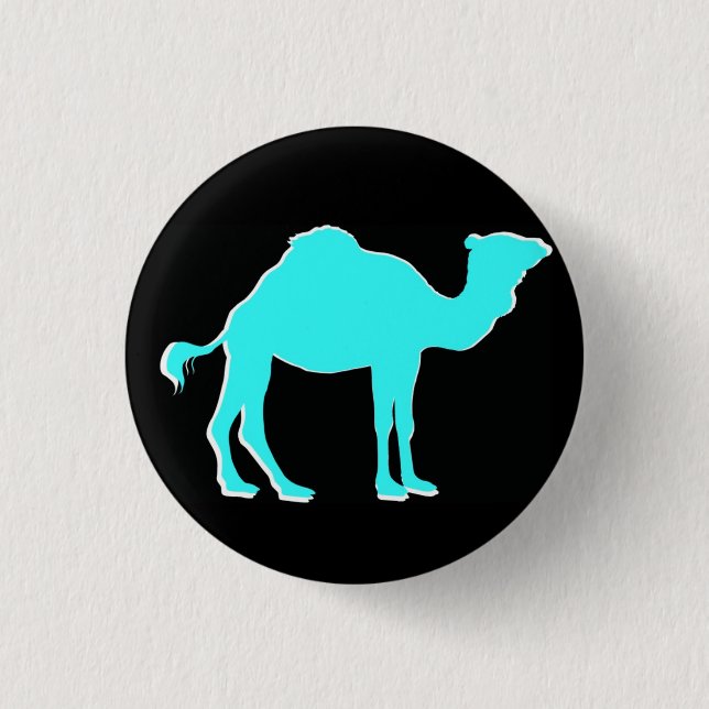 Camel Love: Hump Day Celebration Black & Teal Button (Front)