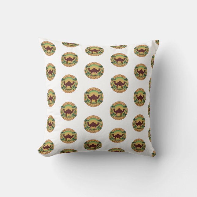 Camel Milk Delights-Tropical Camel Palm Pineapple Throw Pillow (Front)