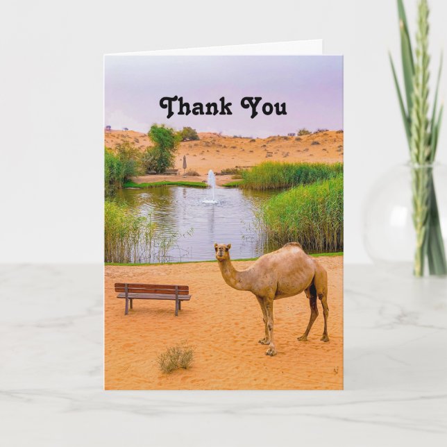 Camel Oasis Letterpress Thank You Card (Front)