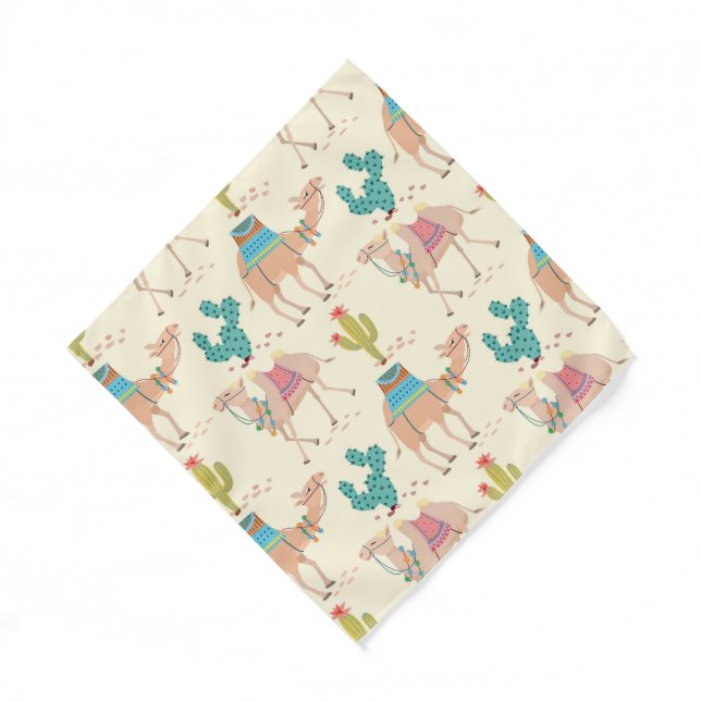 camel pattern, cactus pattern, desert print bandana (Front)