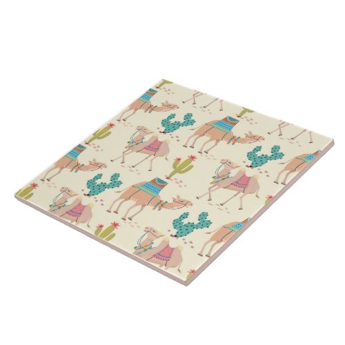 camel pattern cactus pattern desert print ceramic tile