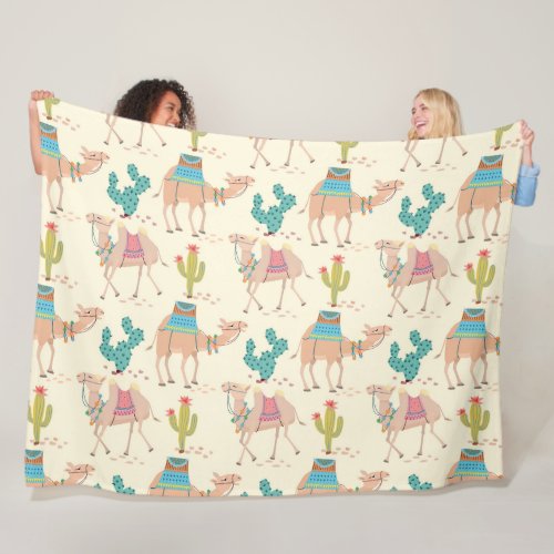 camel pattern cactus pattern desert print fleece blanket