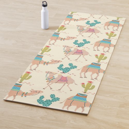 camel pattern cactus pattern desert print yoga mat