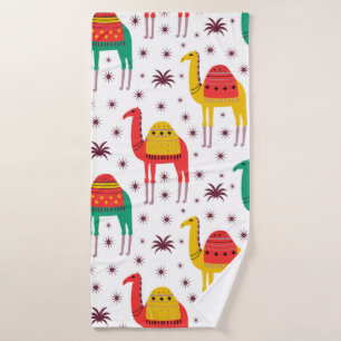Camel pattern flat color design bath towel