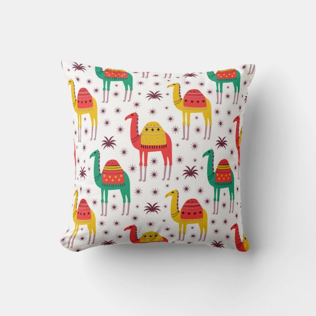Camel pattern flat color design throw pillow (Front)