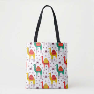 Camel pattern flat color design tote bag
