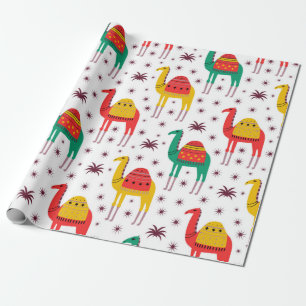Camel pattern flat color design wrapping paper