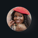 Camel | Personalized Photo Memorial Button<br><div class="desc">Personalized Camel Beige Photo Memorial button,  a simple,  chic and modern design with sophisticated serif font,  custom name,  date and photos,  for an elegant and sophisticated look. No minimum order.</div>