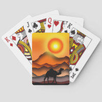 Camel Playing Cards Sunset Desert