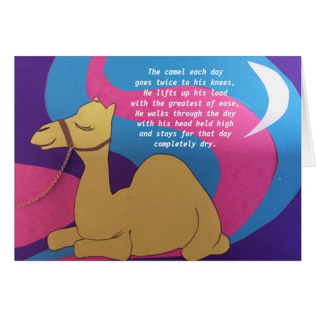 Camel poem greetings card. (Front Horizontal)