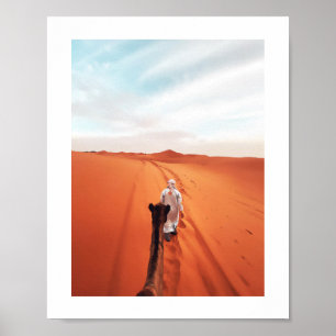 Camel riding in the sahara desert Morocco Poster