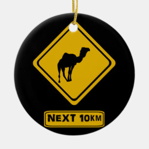 camel road sign ceramic ornament