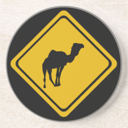 camel road sign drink coaster