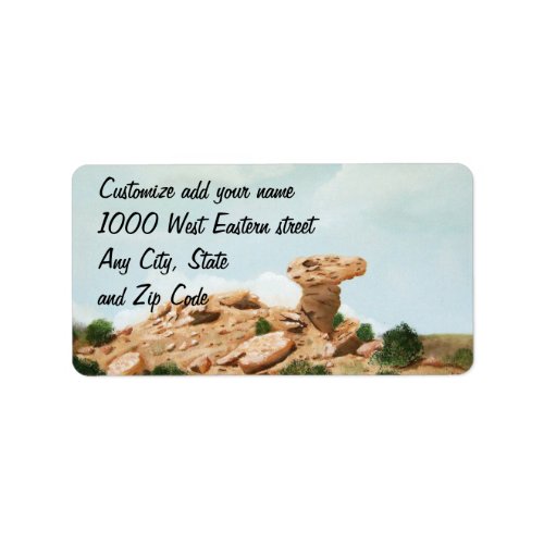 Camel Rock _ Santa Fe New Mexico Oil Painting Label