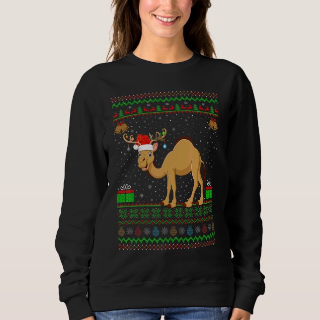 Camel  Santa Hat Matching Ugly Camel Christmas Sweatshirt (Front)