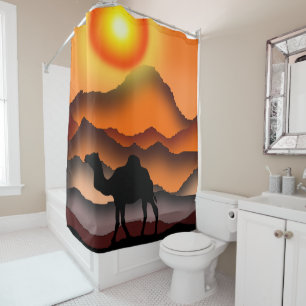 Camel Shower Curtain Beautiful Desert Sunset