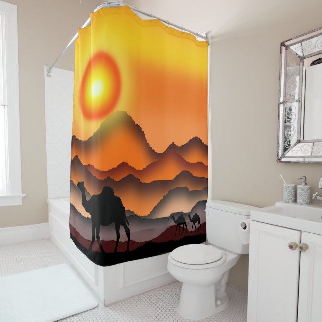 Camel Shower Curtain Desert Sunset (In Situ)