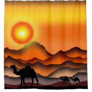 Camel Shower Curtain Desert Sunset