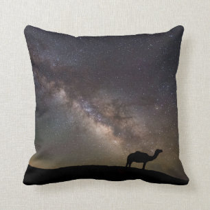 Camel Silhouette and Milkyway Throw Pillow