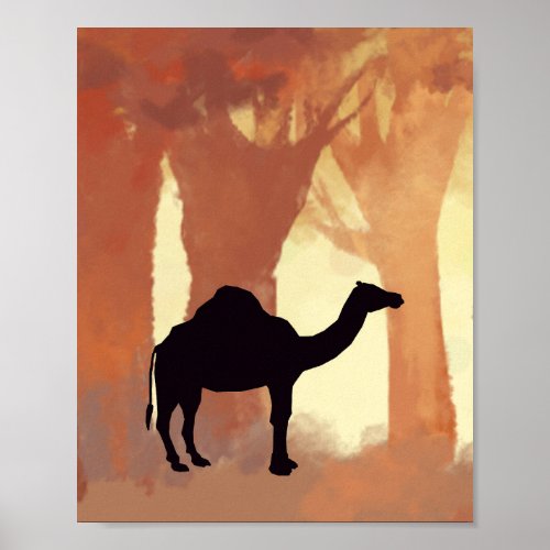 Camel Silhouette in Forest Nursery Wall Art