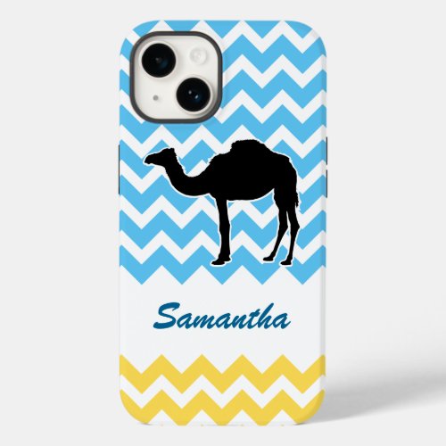 Camel Silhouette on Blue and Yellow Chevron Case_Mate iPhone 14 Case