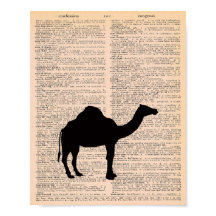 Camel Silhouette Vintage Dictionary Nursery Art