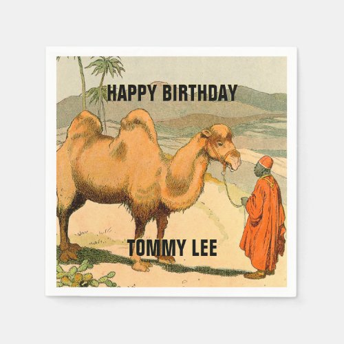 Camel Storybook Illustration Happy Birthday Napkins