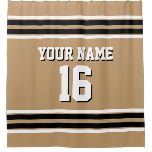 Camel Tan Black White Stripes Sports Jersey Shower Curtain