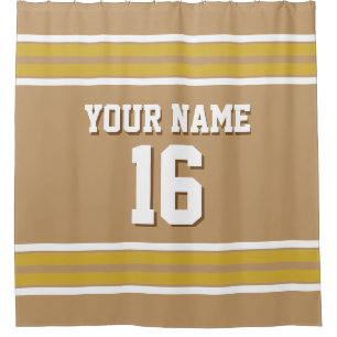 Camel Tan Gold White Stripes Sports Jersey Shower Curtain