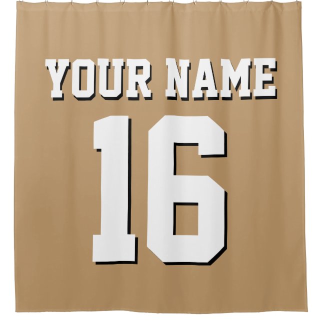 Camel Tan White Sports Jersey Team Jersey Shower Curtain (Front)