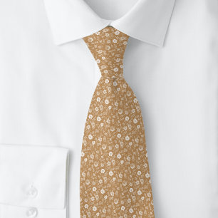 Camel Tiny Flowers Neck Tie