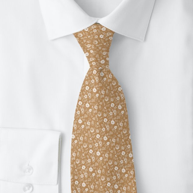 Camel Tiny Flowers Neck Tie (Creator Uploaded)