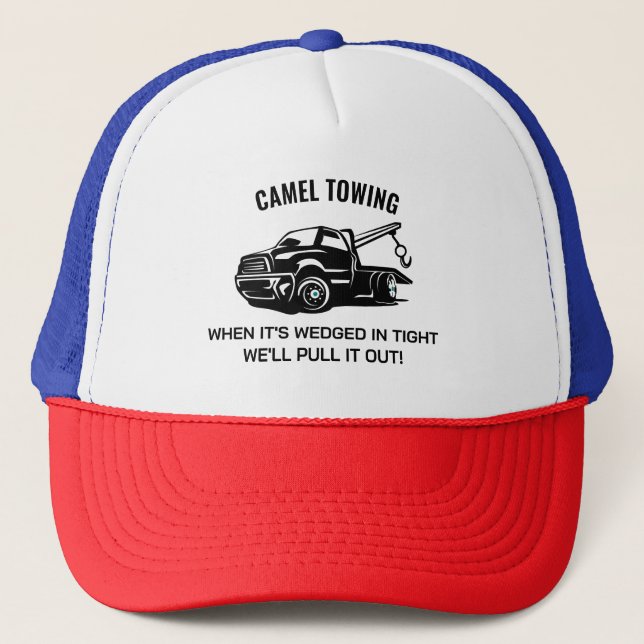 Camel Towing Funny Humor Snapback Retro Trucker Hat (Front)