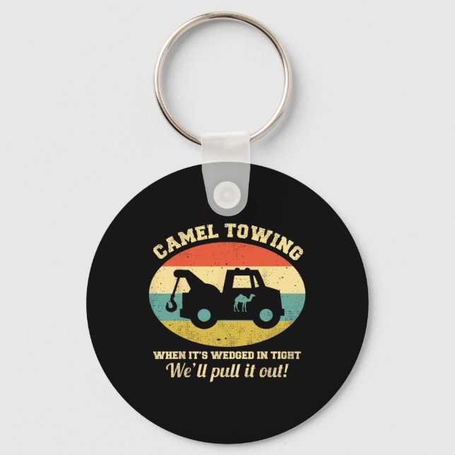 Camel Towing Retro Adult Humor Saying Fun Hallowee Keychain (Front)