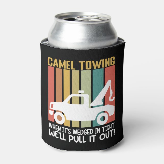 Camel Towing Retro Adult Humor Saying Halloween Can Cooler (Can Front)