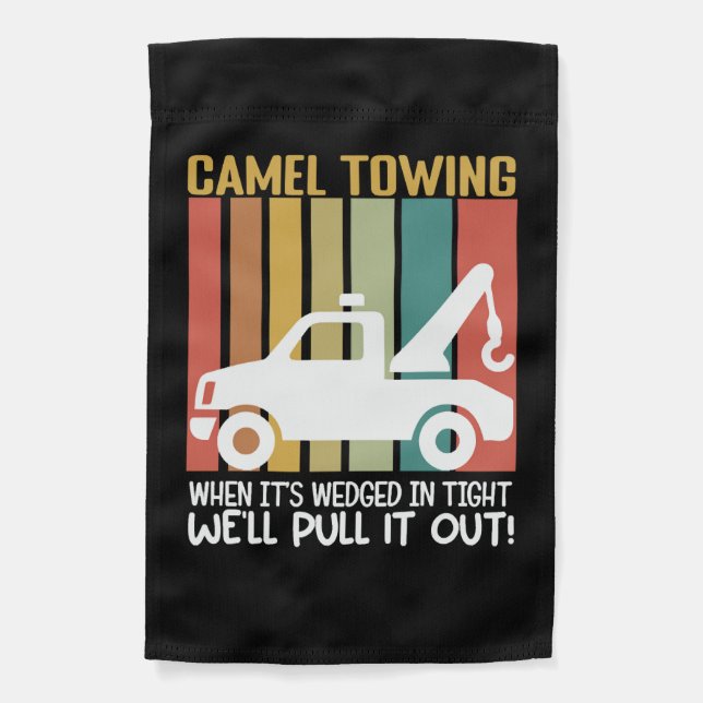 Camel Towing Retro Adult Humor Saying Halloween Garden Flag (Front)