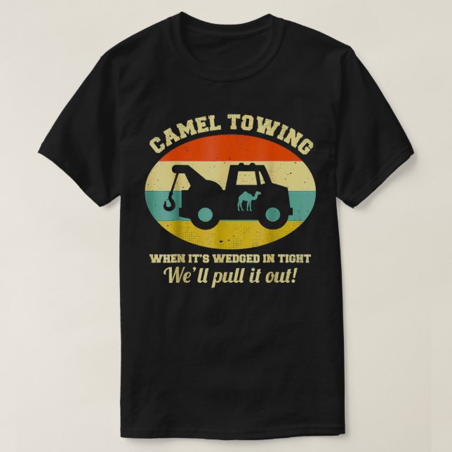 Camel Towing Retro Distressed Style Adult Humor Sa T-Shirt (Design Front)