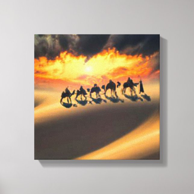Camel train crossing the desert canvas print (Front)