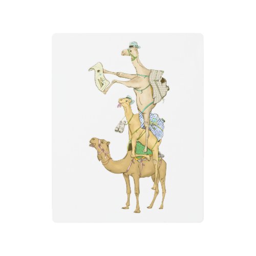 Camel trek funny pryamid metal print
