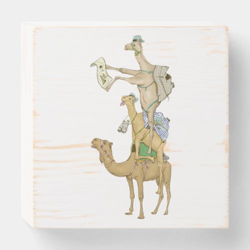 Camel trek funny pryamid wooden box sign