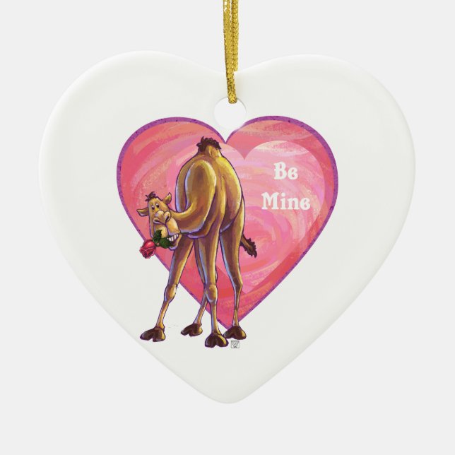 Camel Valentine's Day Ceramic Ornament (Front)