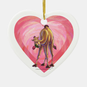 Camel Valentine's Day Ceramic Ornament