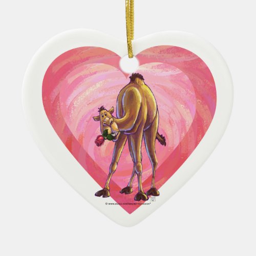 Camel Valentines Day Ceramic Ornament